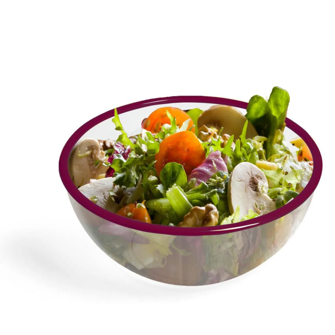 Gifi Saladier plastique transparent bordure colorée Ø28xH12cm - 3 coloris