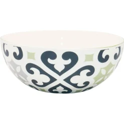 Gifi Saladier rond motif carreau de ciment gris et blanc