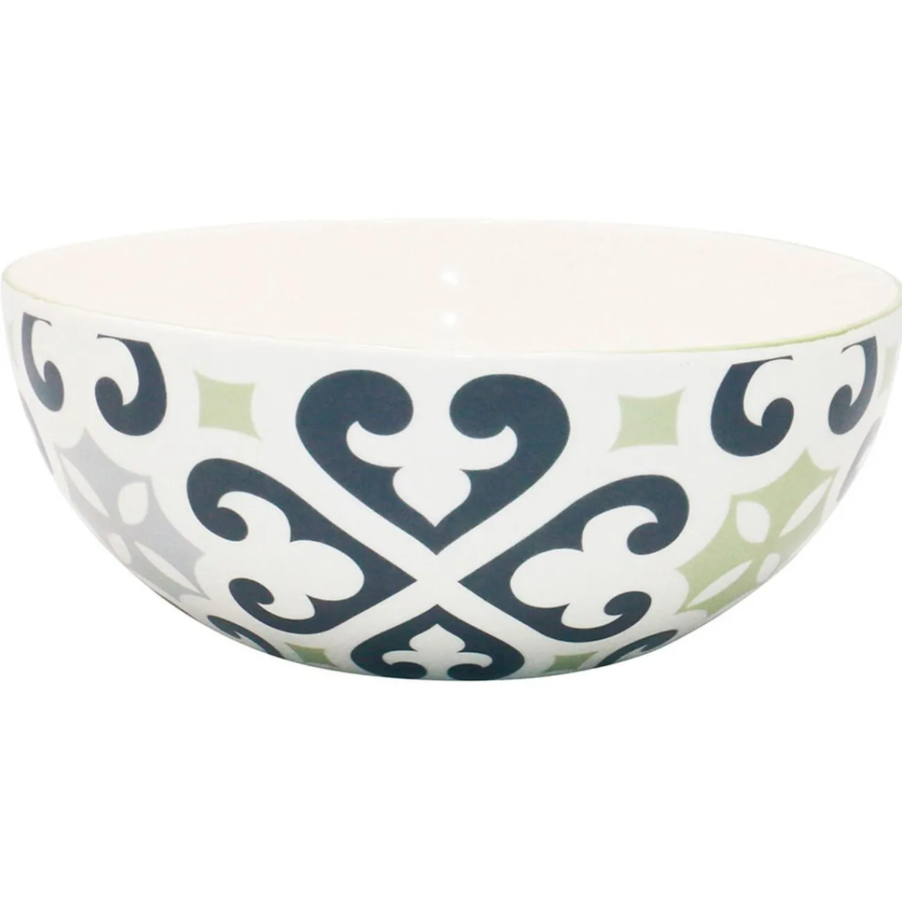 Gifi Saladier rond motif carreau de ciment gris et blanc