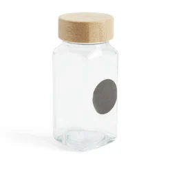 Gifi Salière/poivrière en verre et bambou 4,5x4,5xH10,5cm