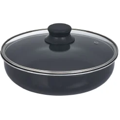 Gifi Sauteuse aluminium noir avec couvercle verre et poignée amovible Ø24cm