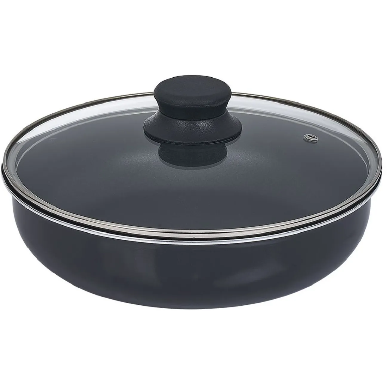 Gifi Sauteuse aluminium noir avec couvercle verre et poignée amovible Ø24cm