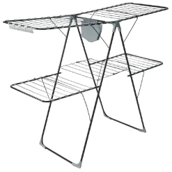 Gifi Entretien Du Linge|Séchoir horizontal 2 niveaux avec pochette 32 m gris et noir