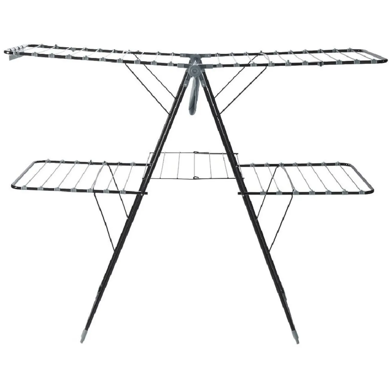 Gifi Entretien Du Linge|Séchoir horizontal 2 niveaux avec pochette 32 m gris et noir