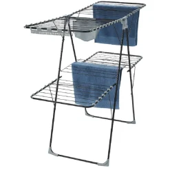 Gifi Entretien Du Linge|Séchoir horizontal 2 niveaux avec pochette 32 m gris et noir