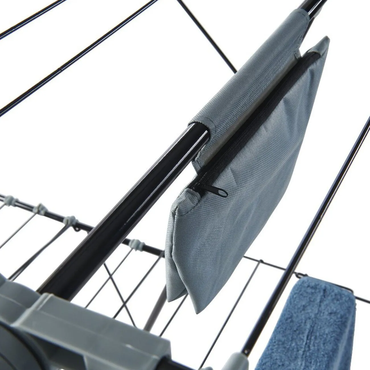 Gifi Entretien Du Linge|Séchoir horizontal 2 niveaux avec pochette 32 m gris et noir