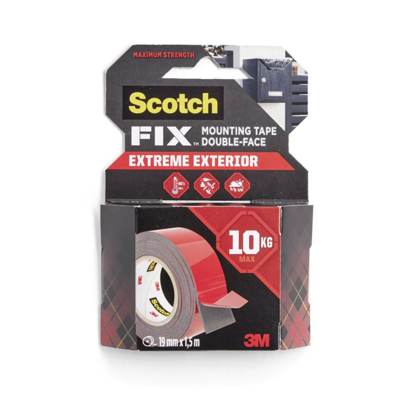 Gifi Colle Et Adhésif^Scotch adhésif double face fixation extrême extérieur charge 10kg 19mm 1,5m