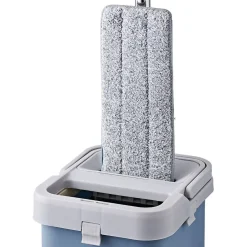 Gifi Nettoyage Et Entretien|Seau essoreur avec balai plat pliable gris et bleu 8 L