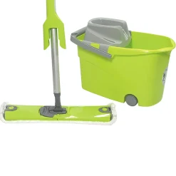 Gifi Nettoyage Et Entretien|Seau Wash Easy à roulettes Paul Masquin vert et gris