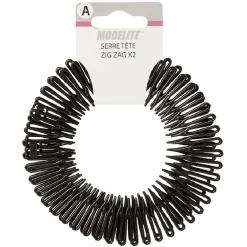 Gifi Beauté^Serre tête en plastique noir brillant x2