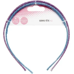 Gifi Beauté^Serre tête glitter prune&bleu polyester x2