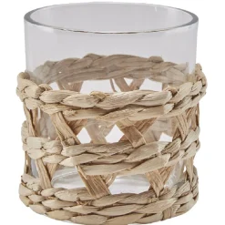Gifi Service à boisson verre osier tressé naturel