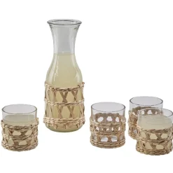 Gifi Service à boisson verre osier tressé naturel