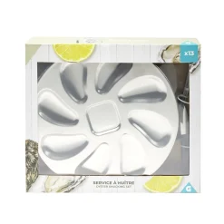 Gifi Service à huitres en inox 13 pièces avec couteau/fourchettes/assiettes