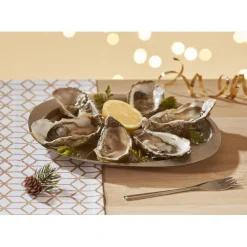 Gifi Service à huîtres argenté inox 6 plats 6 fourchettes