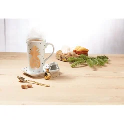 Gifi Service à thé tasse ananas doré plateau et infuseur