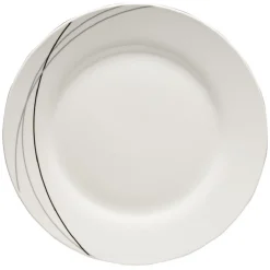 Gifi Service à vaisselle blanc lignes courbées noires et grises 8 pièces