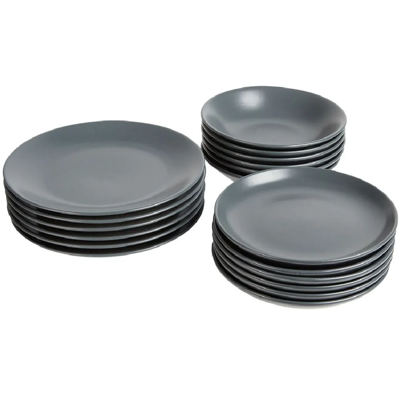 Gifi Service à vaisselle gris en faïence 18 pièces