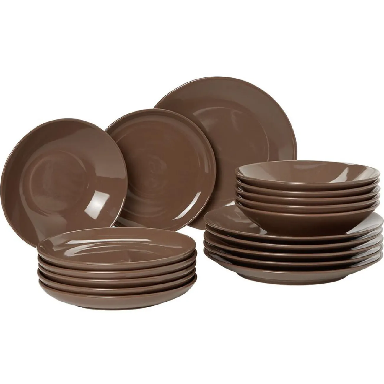 Gifi Service à vaisselle marron en faïence 18 pièces