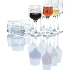 Gifi Service à verre transparent avec inscriptions phrases x12