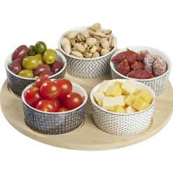 Gifi Service apéritif 5 coupelles avec plateau en bambou