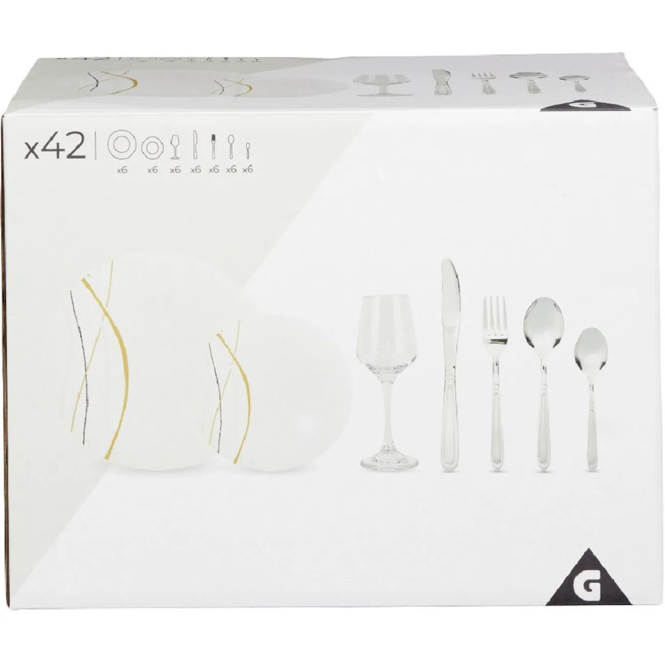 Gifi Service de table motif doré argenté pour 6 personnes