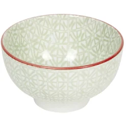 Gifi Service en porcelaine 18 pièces motif graphique beige et rouge