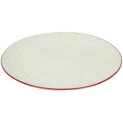 Gifi Service en porcelaine 18 pièces motif graphique beige et rouge