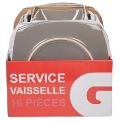 Gifi Service vaisselle 16 pièces gris