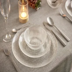 Gifi Service vaisselle en verre transparent