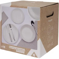 Gifi Service vaisselle porcelaine blanc 18 pièces