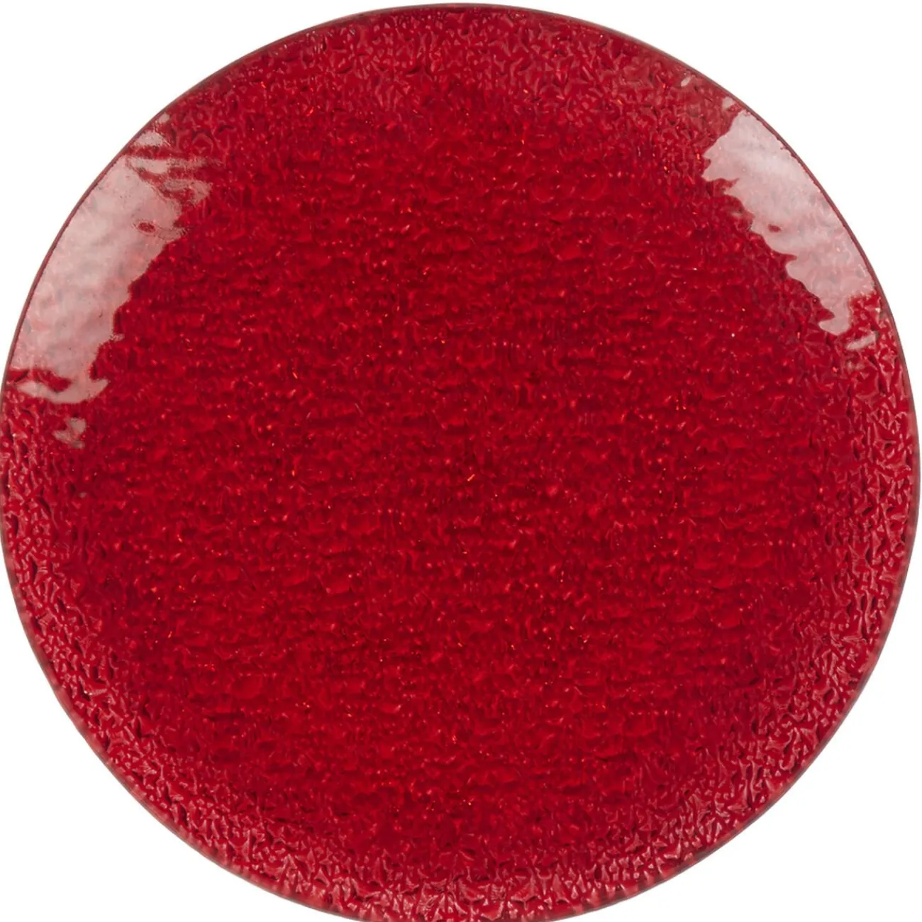 Gifi Service vaisselle rond en verre rouge transparent 18 pièces