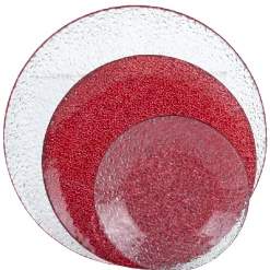 Gifi Service vaisselle rond en verre rouge transparent 18 pièces