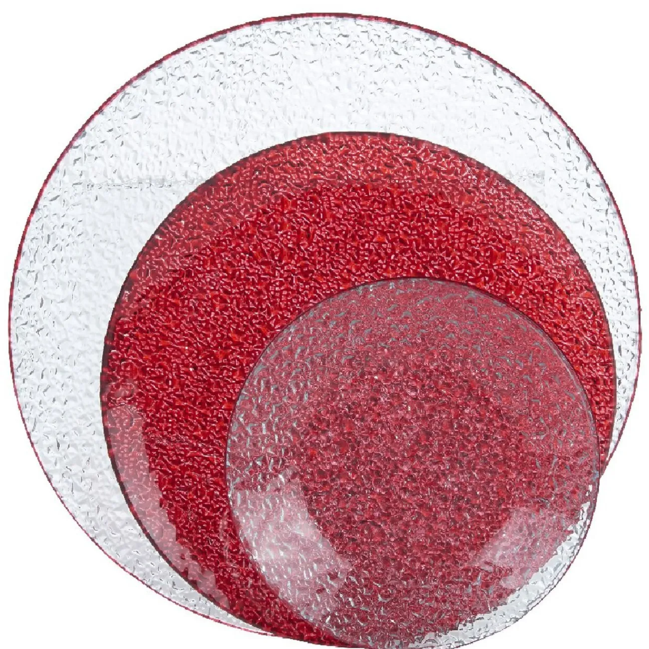 Gifi Service vaisselle rond en verre rouge transparent 18 pièces
