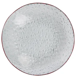 Gifi Service vaisselle rond en verre rouge transparent 18 pièces