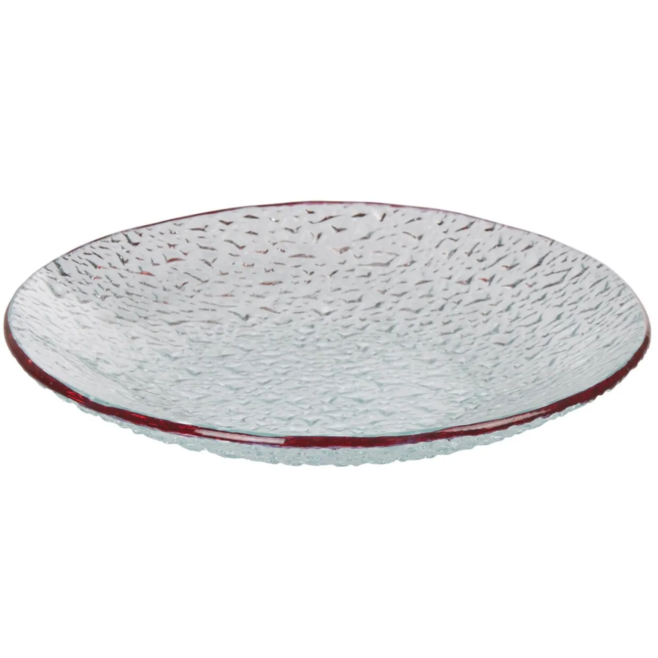 Gifi Service vaisselle rond en verre rouge transparent 18 pièces