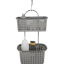Gifi Equipement Douche^Serviteur de douche à 2 panières grises