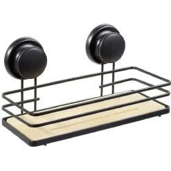 Gifi Equipement Douche^Serviteur de douche métal noir bambou