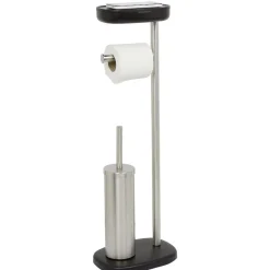 Gifi Equipement Wc^Serviteur WC 3 en 1 avec brosse dérouleur et support compartimenté