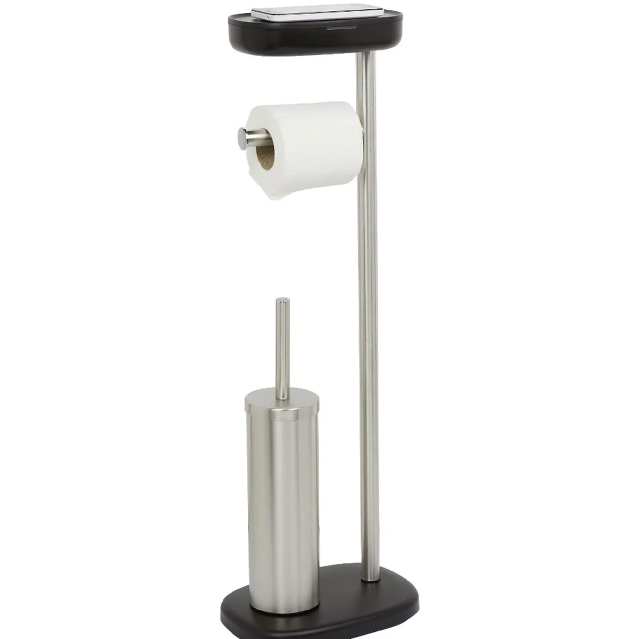 Gifi Equipement Wc^Serviteur WC 3 en 1 avec brosse dérouleur et support compartimenté