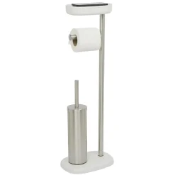 Gifi Equipement Wc^Serviteur WC 3 en 1 avec brosse dérouleur et support compartimenté
