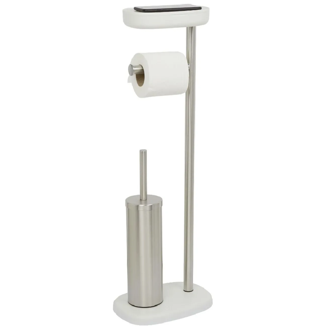 Gifi Equipement Wc^Serviteur WC 3 en 1 avec brosse dérouleur et support compartimenté