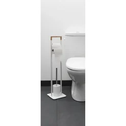 Gifi Aménagement Salle De Bain^Serviteur WC blanc et couleur bois