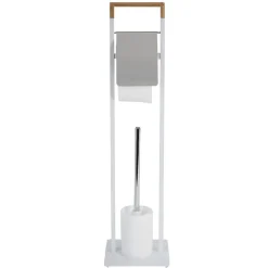 Gifi Aménagement Salle De Bain^Serviteur WC blanc et couleur bois