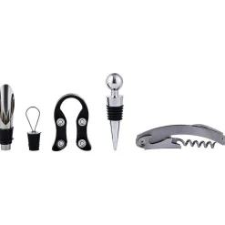 Gifi Set 4 accessoires à vin dans tonneau en bois