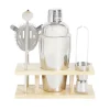 Gifi Set à cocktail acier avec support bois 6 pièces
