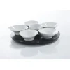 Gifi Set apéritif plateau tournant 6 coupelles noir et blanc