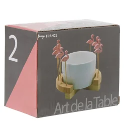 Gifi Set apéritif Aloha coupelle et pique flamant rose x 8