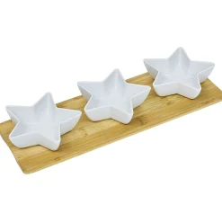 Gifi Set apéritif plateau bambou et coupelle étoile x3