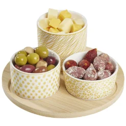 Gifi Set apéro plateau bambou Ø20cm et coupelle x3